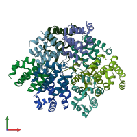 PDB entry 6n2p coloured by chain, front view.