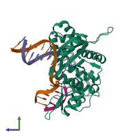 PDB entry 6n2r coloured by chain, side view.