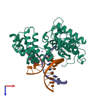 PDB entry 6n2r coloured by chain, top view.
