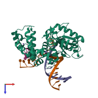 PDB entry 6n2t coloured by chain, top view.