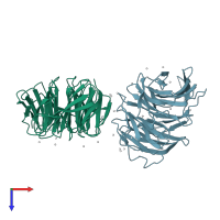 PDB entry 6n31 coloured by chain, top view.