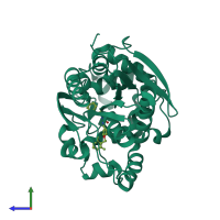 PDB entry 6n3k coloured by chain, side view.