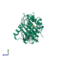 PDB entry 6n3n coloured by chain, side view.