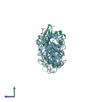 PDB entry 6n3s coloured by chain, side view.