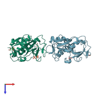 PDB entry 6n3s coloured by chain, top view.