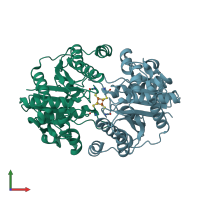 PDB entry 6n4k coloured by chain, front view.