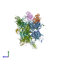 PDB entry 6n4y coloured by chain, side view.