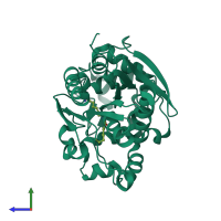 PDB entry 6n5f coloured by chain, side view.