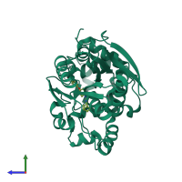 PDB entry 6n5h coloured by chain, side view.