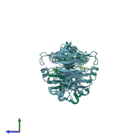 PDB entry 6n5v coloured by chain, side view.