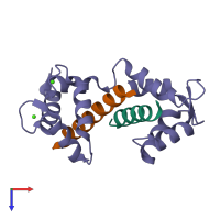 PDB entry 6n5w coloured by chain, top view.