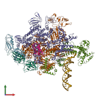 PDB entry 6n62 coloured by chain, front view.