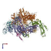 PDB entry 6n62 coloured by chain, top view.