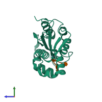 PDB entry 6n6c coloured by chain, side view.
