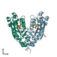 PDB entry 6n6i coloured by chain, front view.