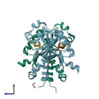 PDB entry 6n6i coloured by chain, side view.