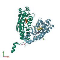 PDB entry 6n6j coloured by chain, front view.