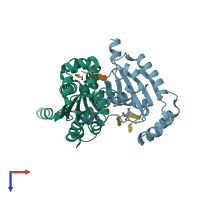 PDB entry 6n6j coloured by chain, top view.