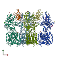 PDB entry 6n7k coloured by chain, front view.