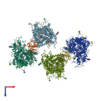 PDB entry 6n7k coloured by chain, top view.