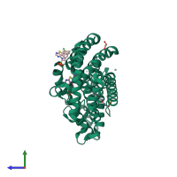PDB entry 6n82 coloured by chain, side view.