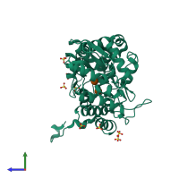 PDB entry 6n84 coloured by chain, side view.
