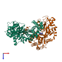 PDB entry 6n85 coloured by chain, top view.