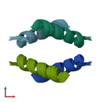 PDB entry 6n8c coloured by chain, ensemble of 10 models, front view.