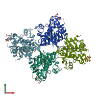 PDB entry 6n8g coloured by chain, front view.