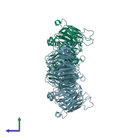 PDB entry 6n8s coloured by chain, side view.