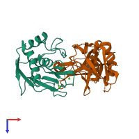PDB entry 6n9d coloured by chain, top view.