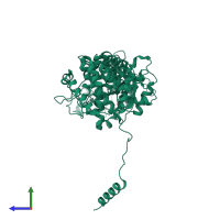 PDB entry 6n9y coloured by chain, side view.