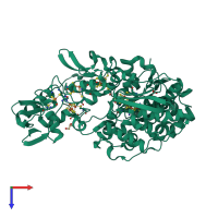 PDB entry 6nac coloured by chain, top view.