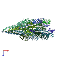 PDB entry 6nav coloured by chain, top view.