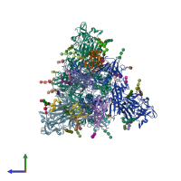 PDB entry 6nb3 coloured by chain, side view.