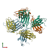 PDB entry 6nb5 coloured by chain, front view.