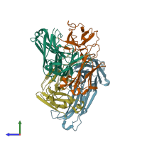 PDB entry 6nb5 coloured by chain, side view.