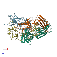 PDB entry 6nb5 coloured by chain, top view.