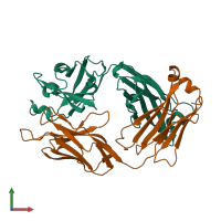 PDB entry 6nb8 coloured by chain, front view.