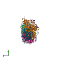 PDB entry 6nbq coloured by chain, side view.