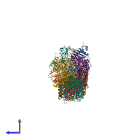 PDB entry 6nbx coloured by chain, side view.