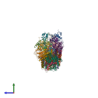 PDB entry 6nby coloured by chain, side view.
