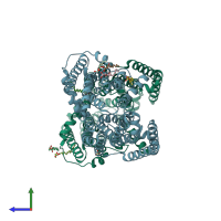 PDB entry 6nc7 coloured by chain, side view.