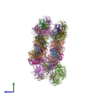 PDB entry 6nca coloured by chain, side view.