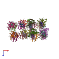 PDB entry 6nca coloured by chain, top view.