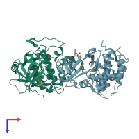 PDB entry 6ncg coloured by chain, top view.