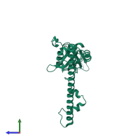 PDB entry 6ncq coloured by chain, side view.