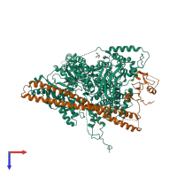 PDB entry 6nct coloured by chain, top view.