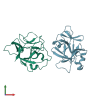PDB entry 6ncu coloured by chain, front view.