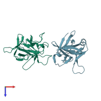 PDB entry 6ncu coloured by chain, top view.